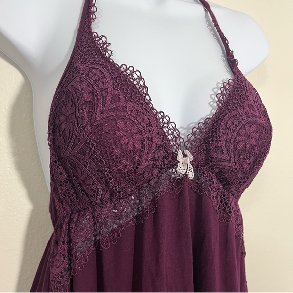 Victoria's Secret Very Sexy Plum Lace Chemise Size Large Bow Details Coquette - Picture 3 of 8